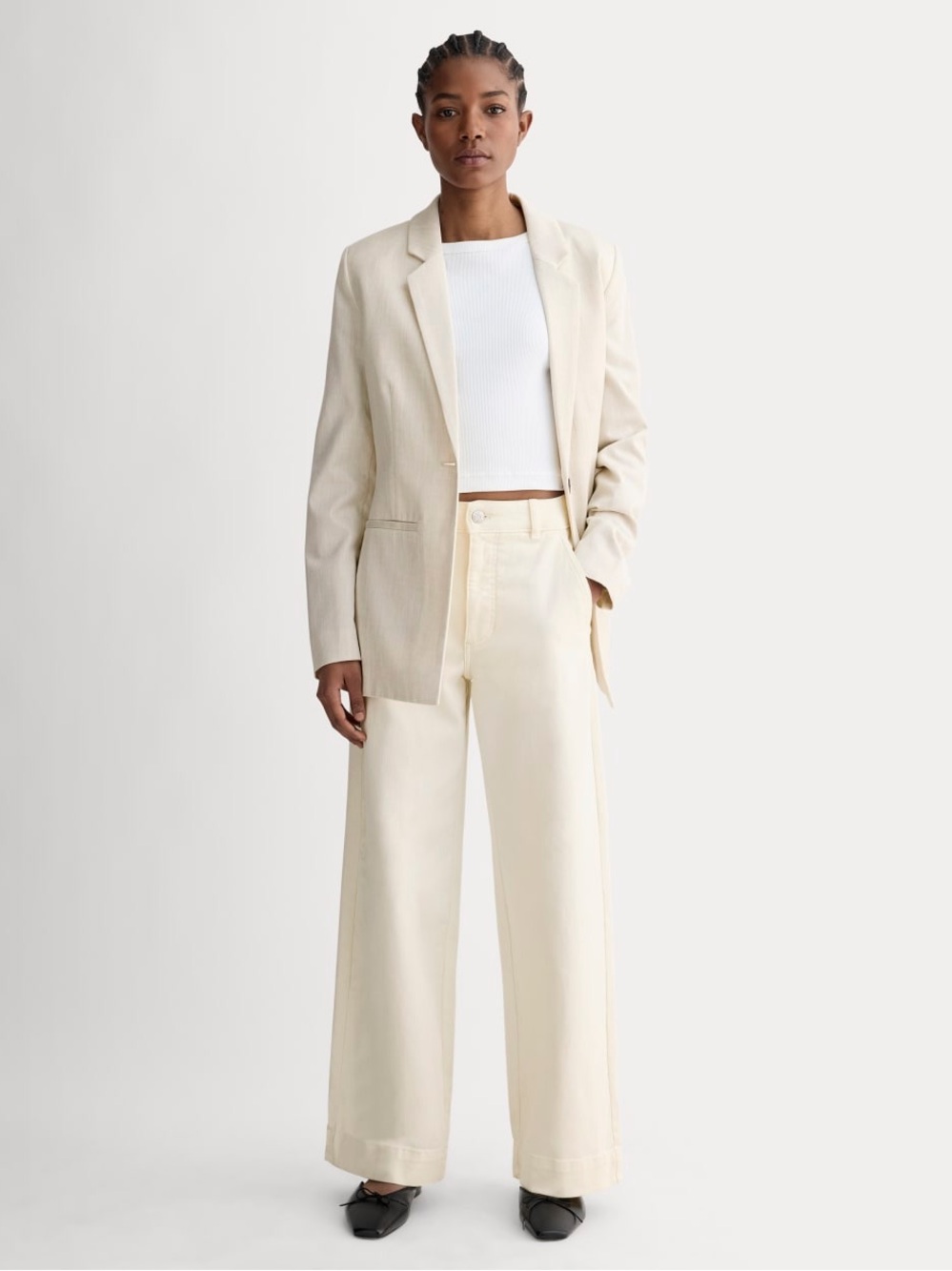 Everlane The Utility Wide Leg Pant, Size 4, White/Cream